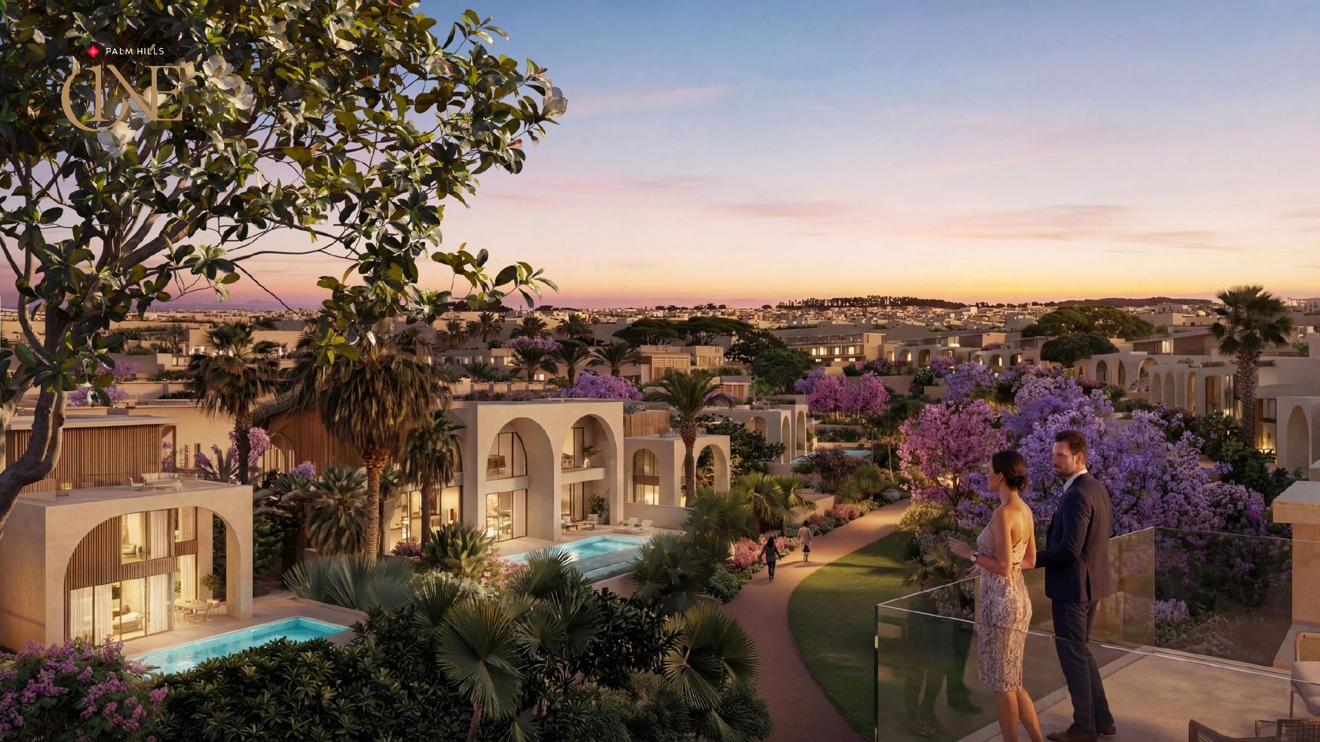 Villas among bougainvillea